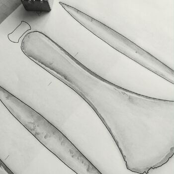 Detail Graphit Randleistenbeil, Archäologische Illustrationen